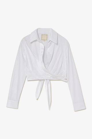 Rose Wrap Top In White Cotton