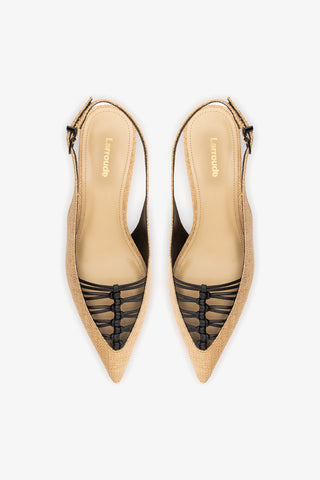 Nara Pump In Beige Raffia and Black Leather