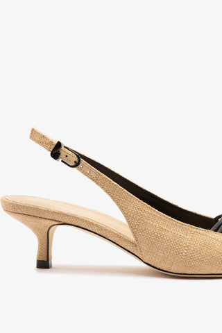 Nara Pump In Beige Raffia and Black Leather