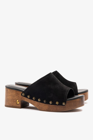 Willow Mule Black Suede Sandal Larroudé