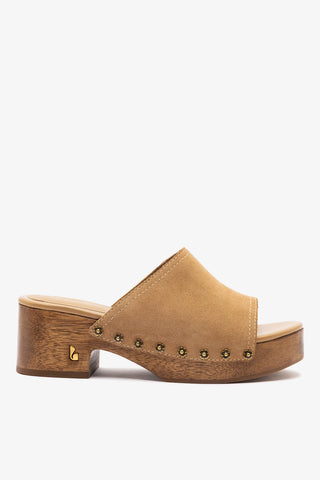 Willow Mule Peanut Suede Womens - Shoes - Mules Larroudé