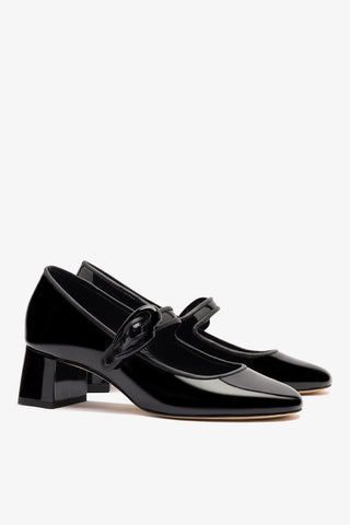 Verona Block Pump In Black Patent Leather