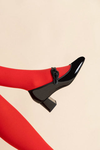 Verona Block Pump In Black Patent Leather