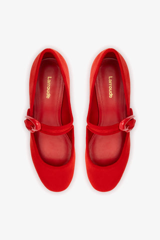 Verona Block Pump In Scarlet Suede