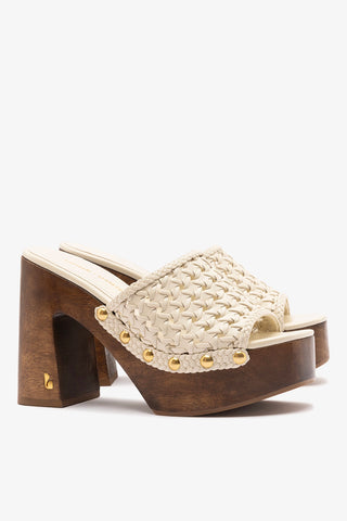 Larroudé x Kenneth Cole: Macrame Mule Ivory Leather Mule Larroudé x Kenneth Cole
