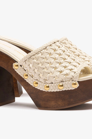 Larroudé x Kenneth Cole: Macrame Mule Ivory Leather Mule Larroudé x Kenneth Cole
