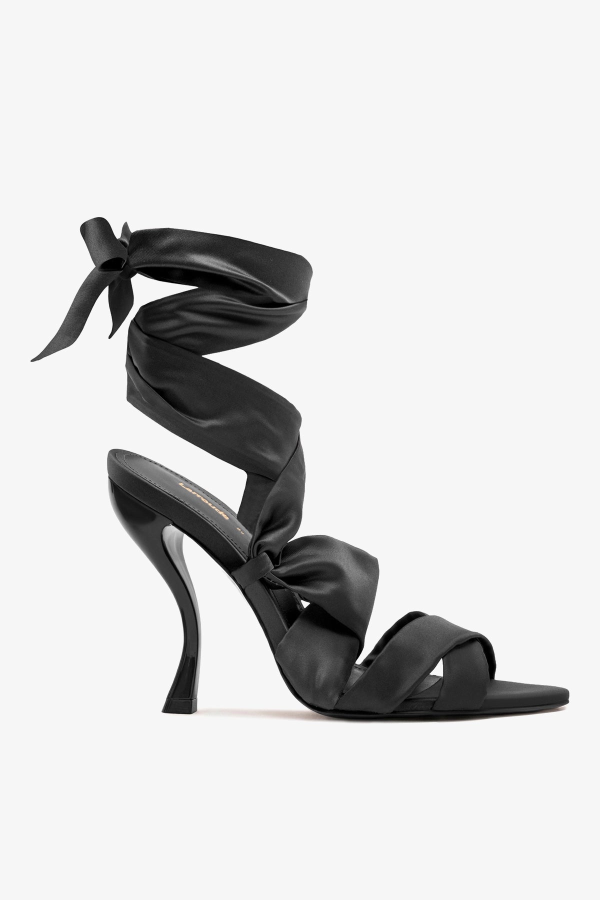 Larroudé x Nicolò B.: Dani Sandal Black Satin – Larroude
