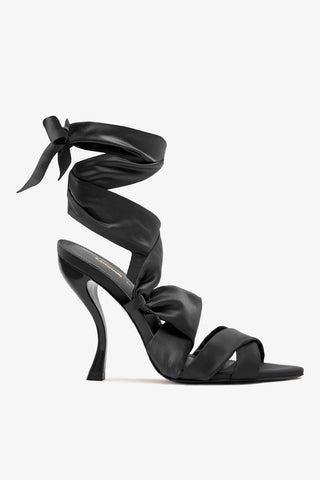 Larroudé x Nicolò B.: Dani Sandal Black Satin Sandal Larroudé x Nicolò Beretta