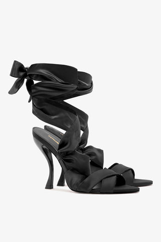 Larroudé x Nicolò B.: Dani Sandal Black Satin Sandal Larroudé x Nicolò Beretta