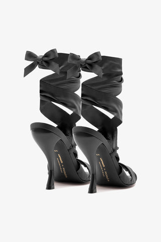 Larroudé x Nicolò B.: Dani Sandal Black Satin Sandal Larroudé x Nicolò Beretta