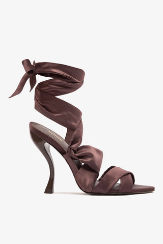 Larroudé x Nicolò B.: Dani Sandal Mahogany Satin Sandal Larroudé x Nicolò Beretta
