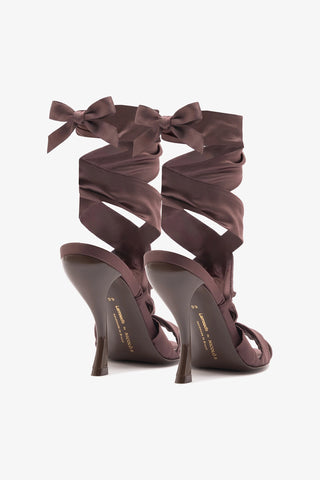 Larroudé x Nicolò B.: Dani Sandal Mahogany Satin Sandal Larroudé x Nicolò Beretta