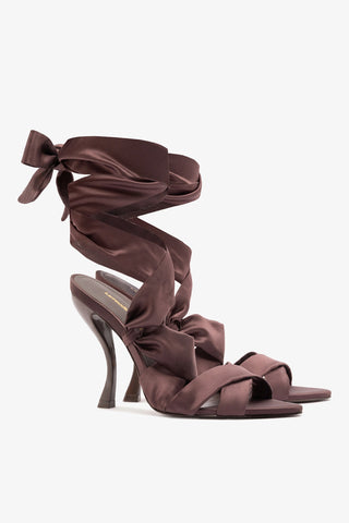 Larroudé x Nicolò B.: Dani Sandal Mahogany Satin Sandal Larroudé x Nicolò Beretta