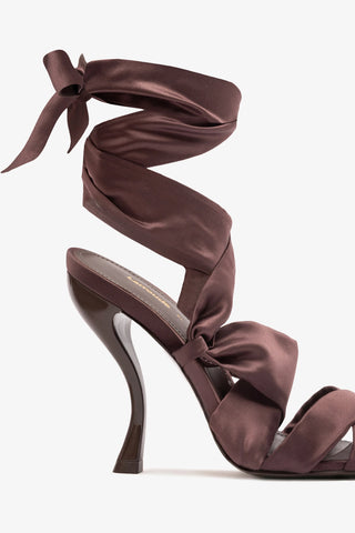Larroudé x Nicolò B.: Dani Sandal Mahogany Satin