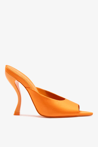 Larroudé x Nicolò B.: Malibu Mule Tangerine Satin Mule Larroudé x Nicolò Beretta