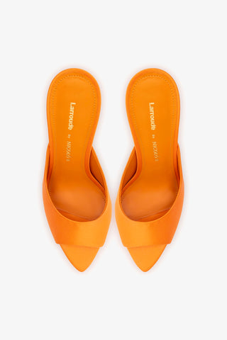 Larroudé x Nicolò B.: Malibu Mule Tangerine Satin Mule Larroudé x Nicolò Beretta