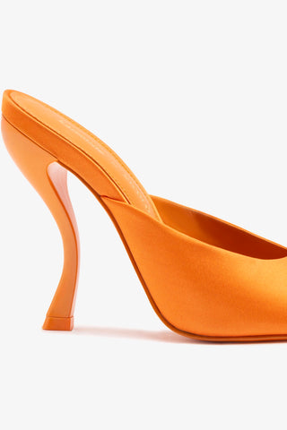 Larroudé x Nicolò B.: Malibu Mule Tangerine Satin Mule Larroudé x Nicolò Beretta