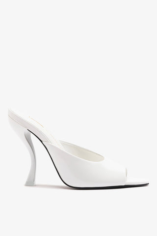 Larroudé x Nicolò B.: Malibu Mule White Patent Leather Mule Larroudé x Nicolò Beretta