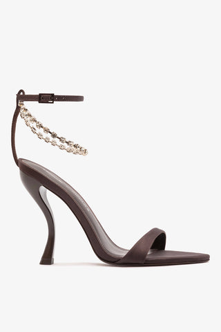 Larroudé x Nicolò B.: Nana Sandal Mahogany Satin Sandal Larroudé x Nicolò Beretta