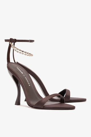 Larroudé x Nicolò B.: Nana Sandal Mahogany Satin