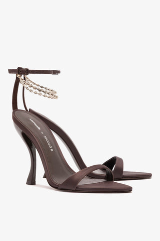 Larroudé x Nicolò B.: Nana Sandal Mahogany Satin Sandal Larroudé x Nicolò Beretta
