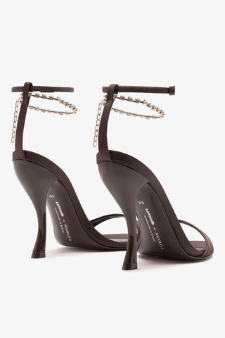 Larroudé x Nicolò B.: Nana Sandal Mahogany Satin Sandal Larroudé x Nicolò Beretta