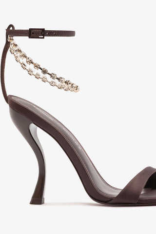 Larroudé x Nicolò B.: Nana Sandal Mahogany Satin Sandal Larroudé x Nicolò Beretta