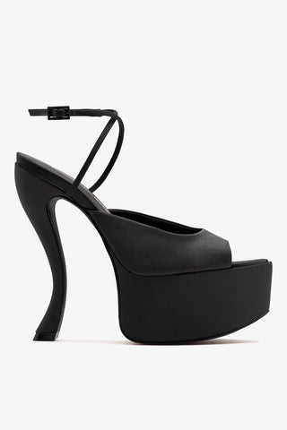 Larroudé x Nicolò B.: Lola Sandal Black Satin Sandal Larroudé x Nicolò Beretta
