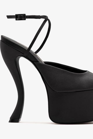 Larroudé x Nicolò B.: Lola Sandal Black Satin Sandal Larroudé x Nicolò Beretta