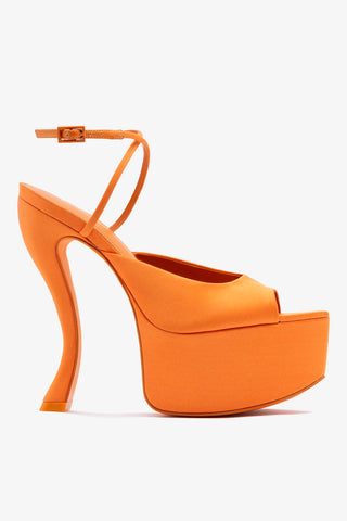 Larroudé x Nicolò B.: Lola Sandal Tangerine Satin Sandal Larroudé x Nicolò Beretta