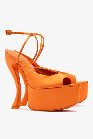 Larroudé x Nicolò B.: Lola Sandal Tangerine Satin Sandal Larroudé x Nicolò Beretta