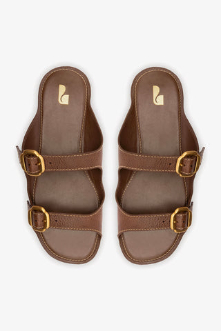 Amalfi Flat Burnt Umber Leather TESTE Larroudé