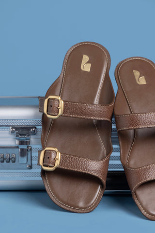 Amalfi Flat Burnt Umber Leather TESTE Larroudé