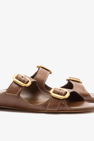 Amalfi Flat Burnt Umber Leather TESTE Larroudé