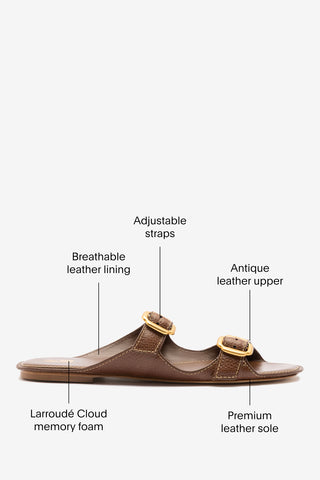 Amalfi Flat Burnt Umber Leather TESTE Larroudé