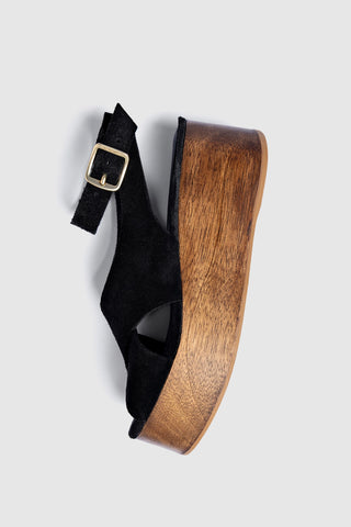 Miranda Flatform Sandal In Black Suede