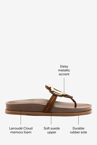 Margherita Sport Sandal Burnt Umber Suede Flat - Sandal Larroudé