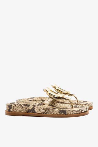 Margherita Sport Sandal Snake Leather Flat - Sandal Larroudé
