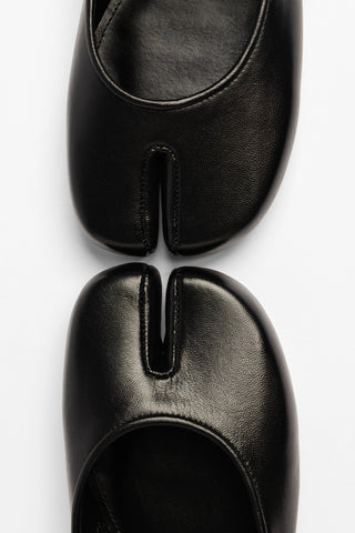 Verona Tabi Ballet Flat Black Leather Flat Larroudé