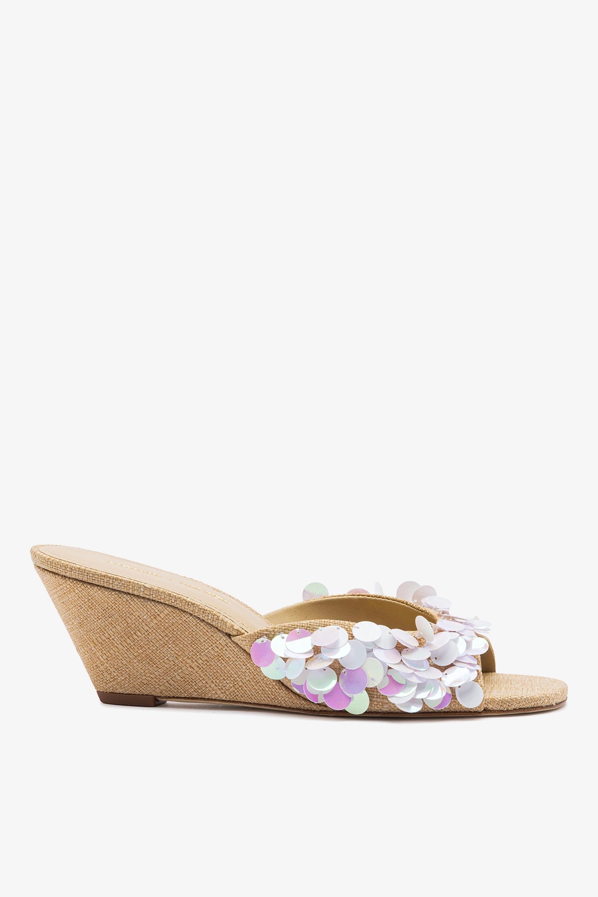 Larroudé x Ciao Lucia: Madalena Wedge Mule Beige Raffia – Larroude
