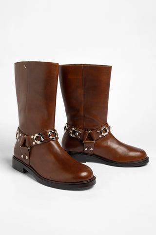 Sonora Boot Burnt Umber Leather Boot Larroudé