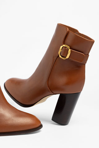 Alicia Low Boot Caramel Leather Boot Larroudé