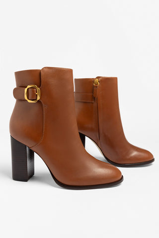 Alicia Low Boot Caramel Leather Boot Larroudé