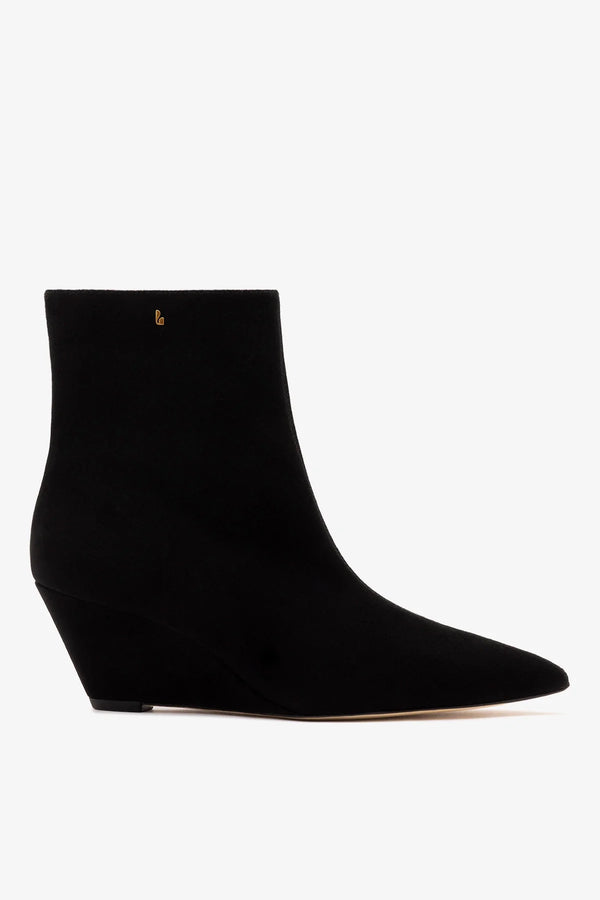 Black Suede Mid Wedge Heel Boot Loulou – Larroude