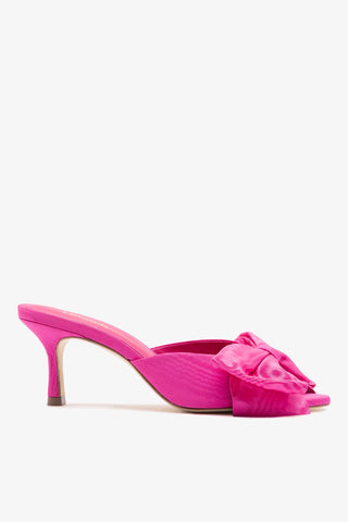 Elle Peep Toe Mule Magenta Silk Mule Larroudé