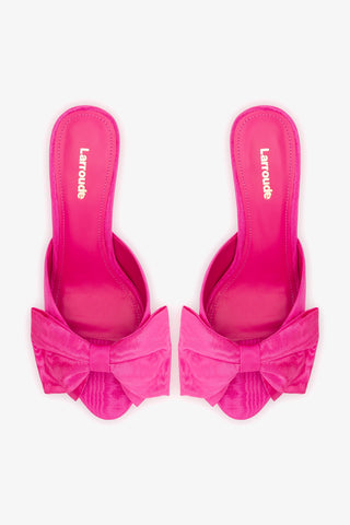 Elle Peep Toe Mule Magenta Silk Mule Larroudé