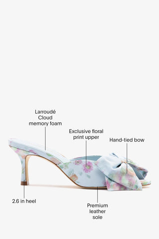 Larroudé x Markarian: Elle Peep Toe Mule Apple Blue Floral Ikat Mule Larroudé x Markarian