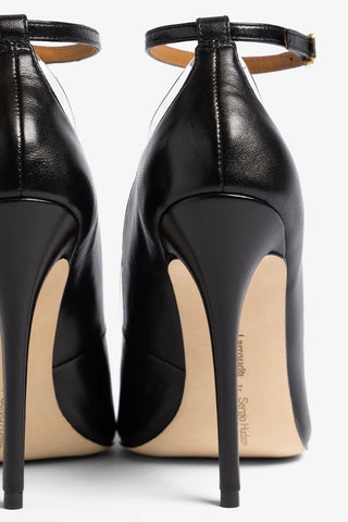 Larroudé by Sergio Hudson: Tahleya Pump Black Leather Sandal Larroude x Sergio Hudson