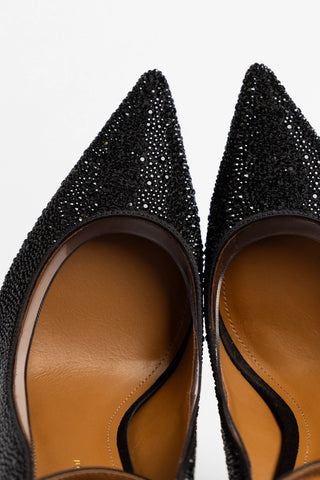 Larroudé by Sergio Hudson: Addison Pump Black Satin and Crystals Sandal Larroude x Sergio Hudson