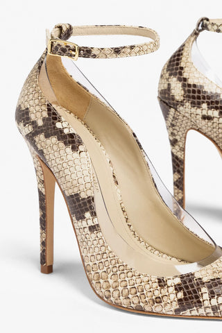 Larroudé by Sergio Hudson: Tahleya Pump Beige Snake Leather Sandal Larroude x Sergio Hudson